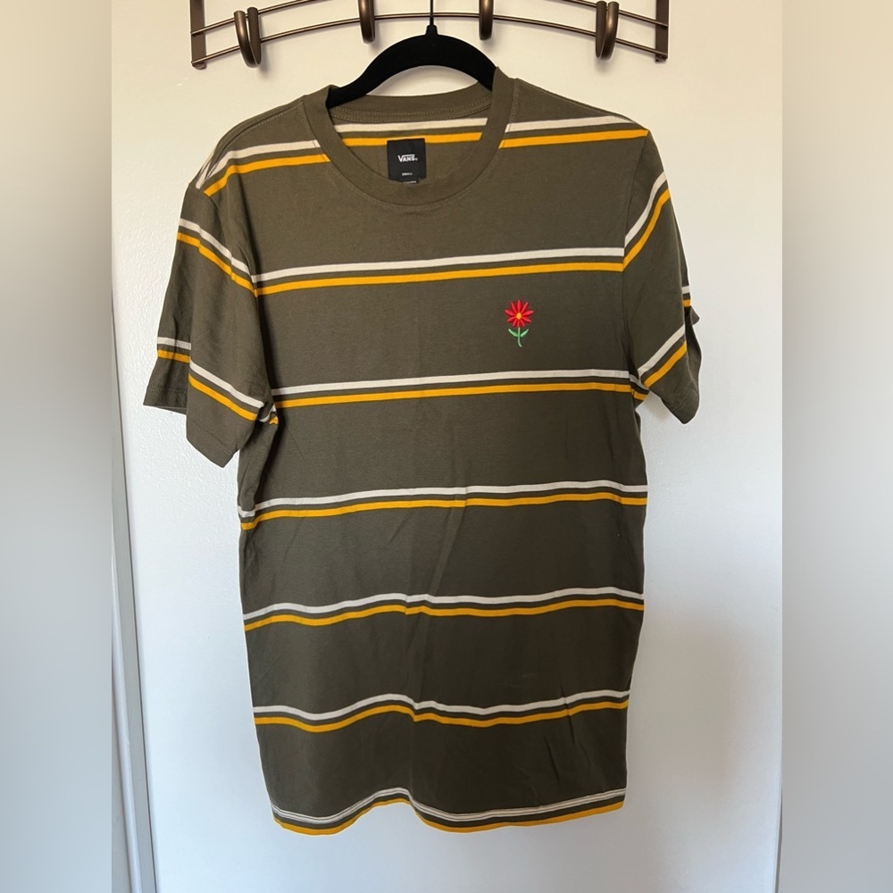 Vans olive flower embroidered tshirt